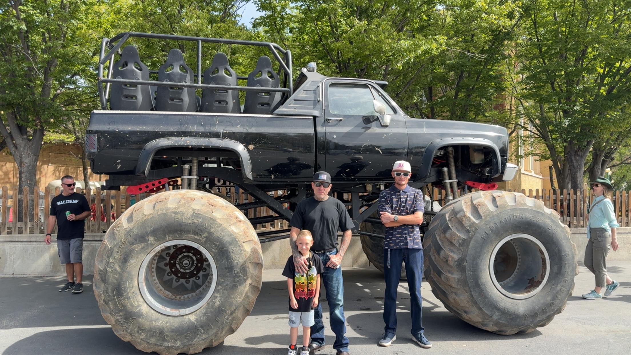 Group at monster truck exhibit
